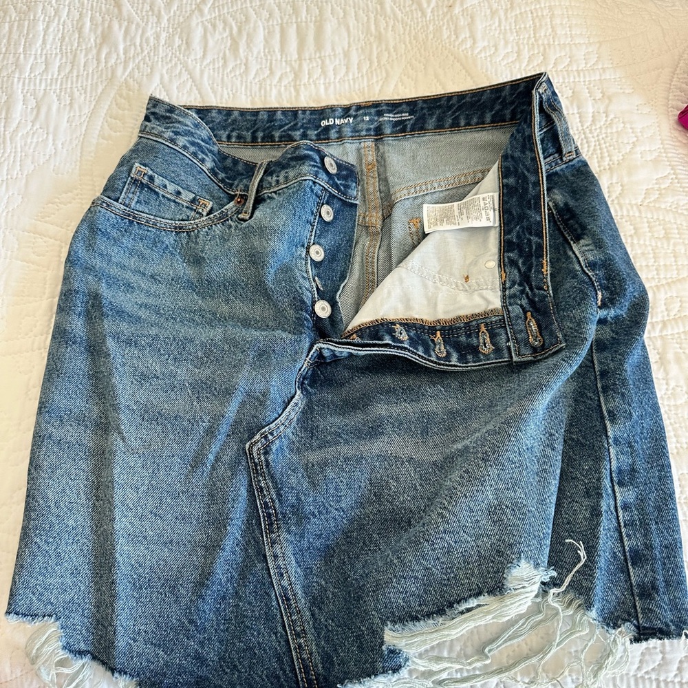 Old Navy Blue Denim Midi Skirt